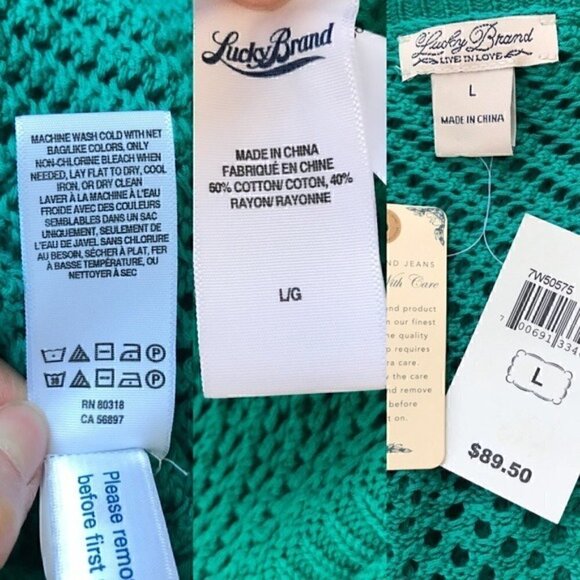 LUCKY BRAND: Romona Lose Knit Teal Button Cardigan - Picture 5 of 8
